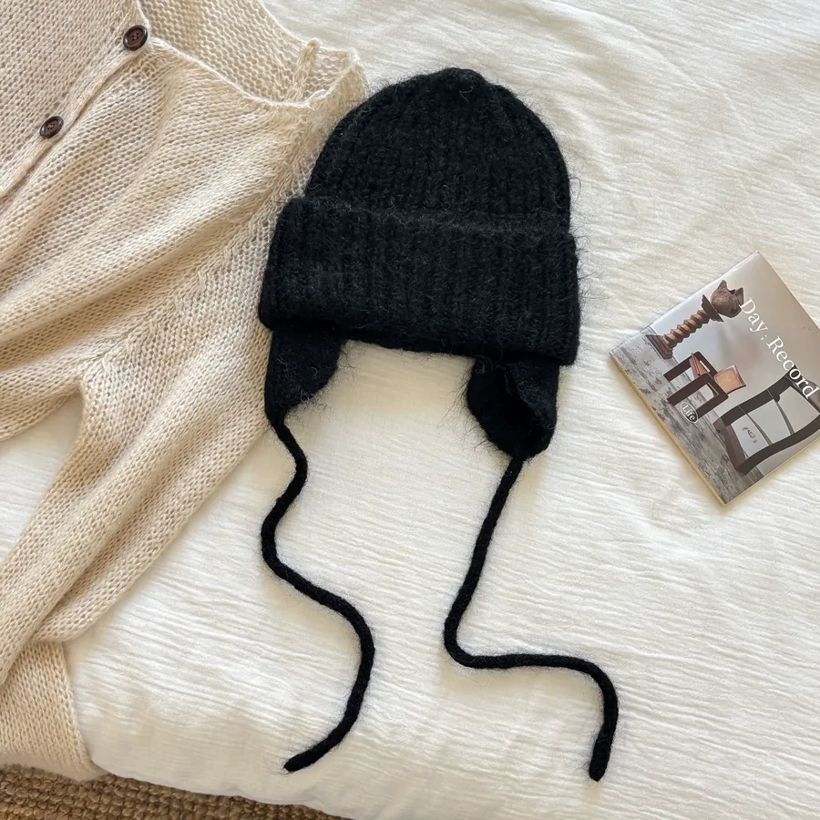 Wool Blend Knit Beanie Hat view 12