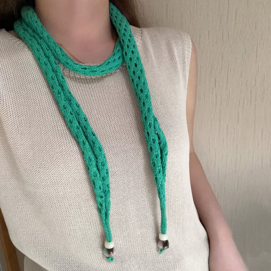 Knitted Beaded Narrow Scarf view 4
