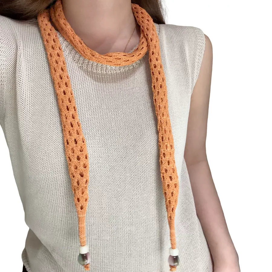 Knitted Beaded Narrow Scarf view 5