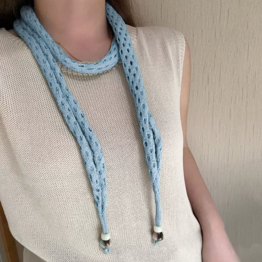 Knitted Beaded Narrow Scarf view 10