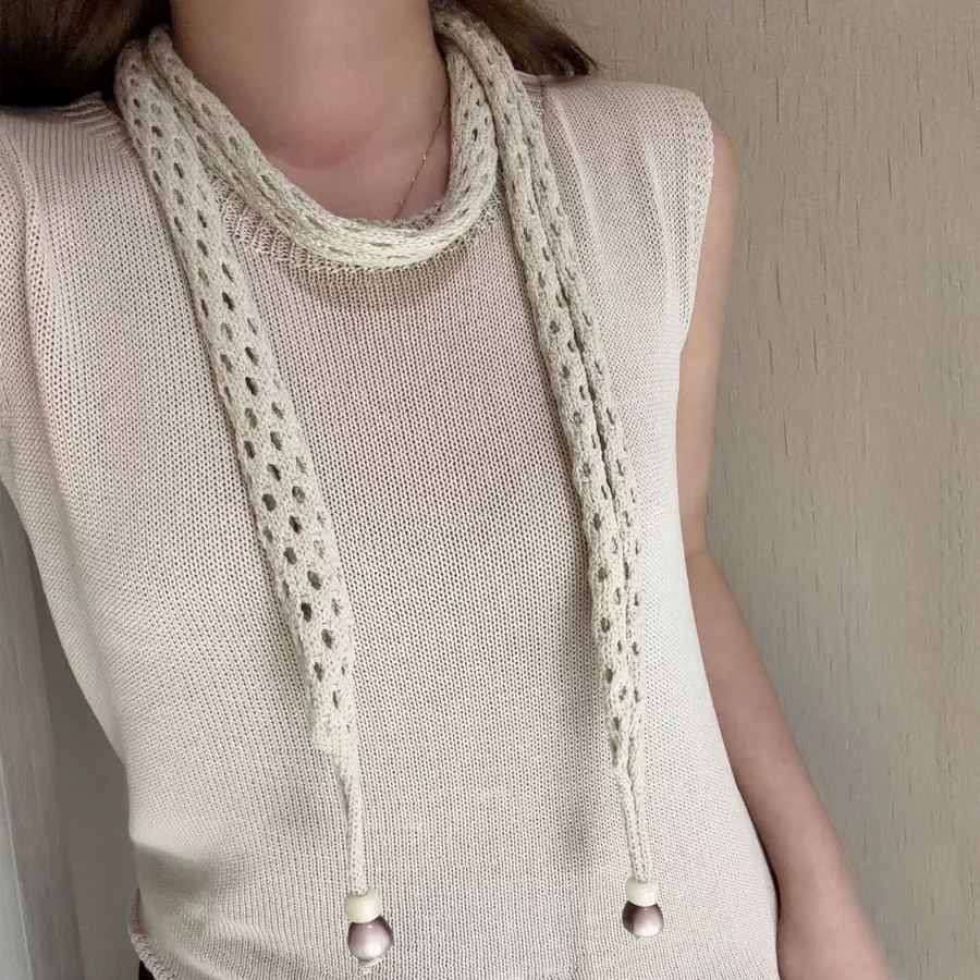 Knitted Beaded Narrow Scarf view 12