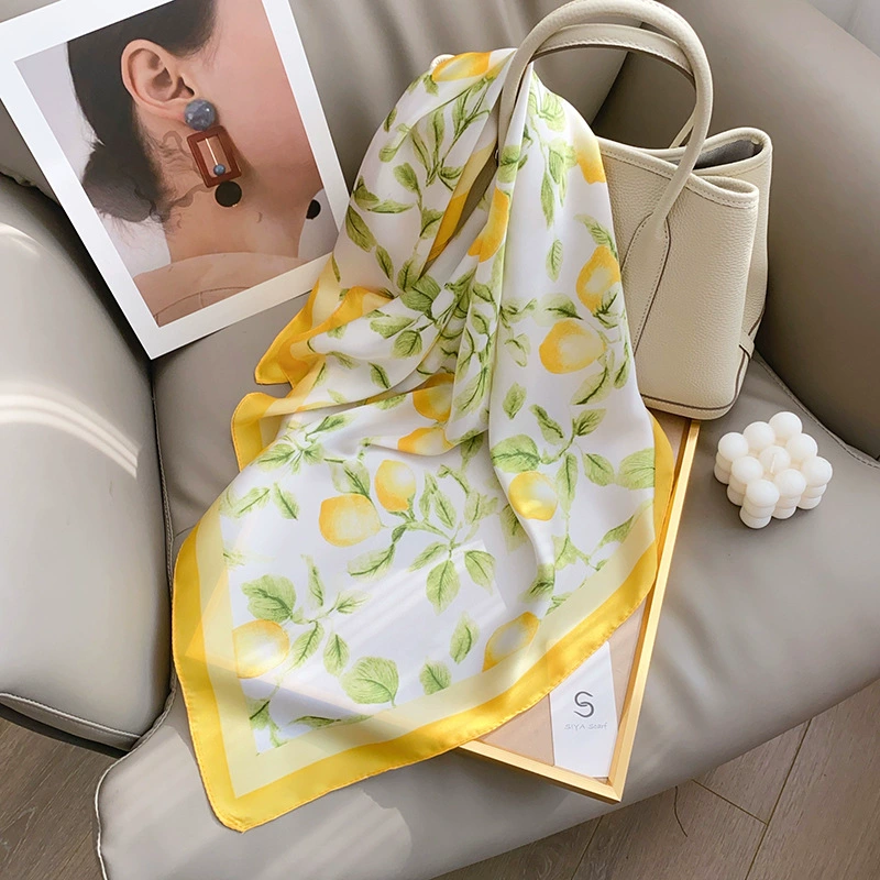 Lemon Print Square Scarf
