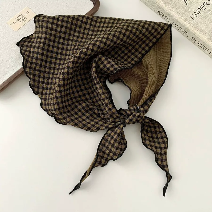 Cotton Check Triangle Scarf view 8