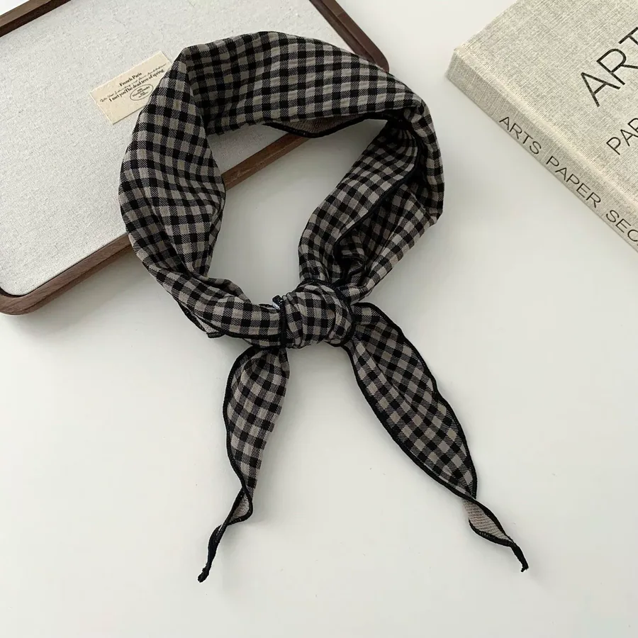 Cotton Check Triangle Scarf view 9