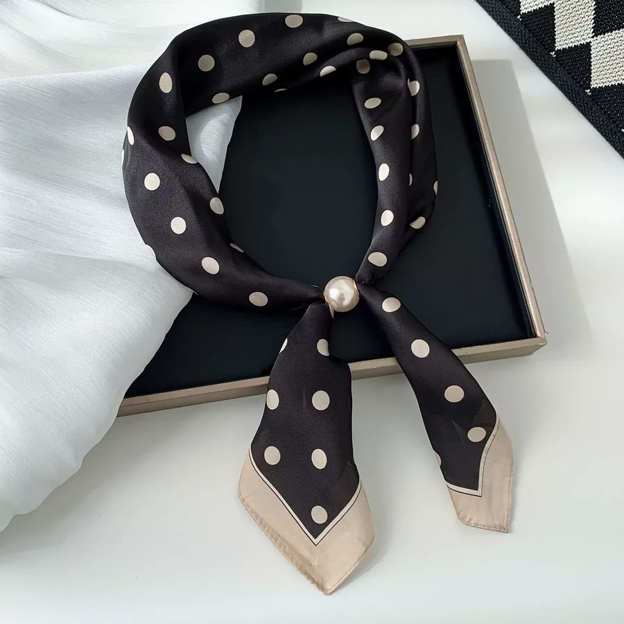 Polka Dot Pearl Neck Scarf view 7