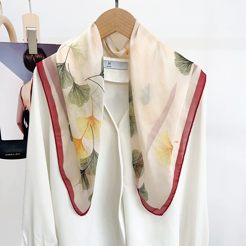 Ginkgo Leaf Print Sheer Square Scarf view 3