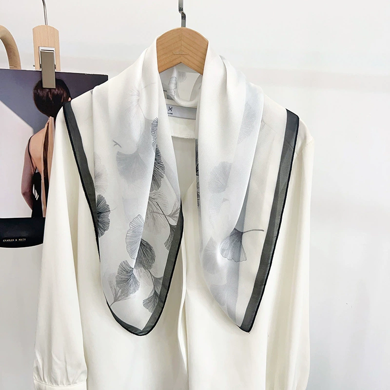 Ginkgo Leaf Print Sheer Square Scarf view 4