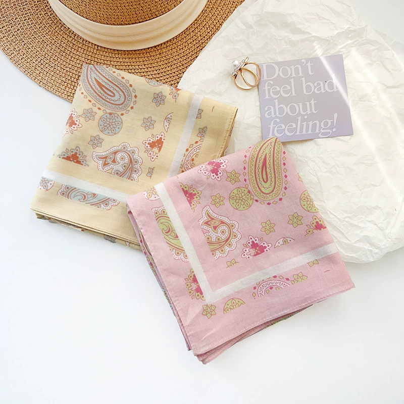 Cotton Paisley Print Square Scarf