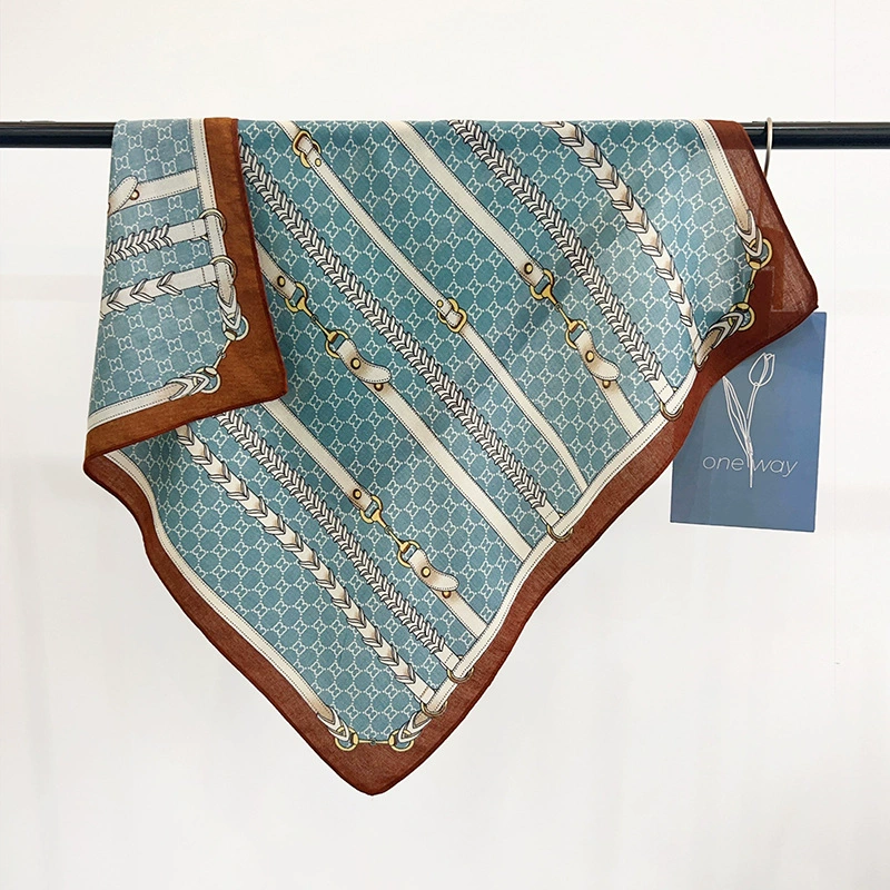 Chain Print Polyester Square Scarf
