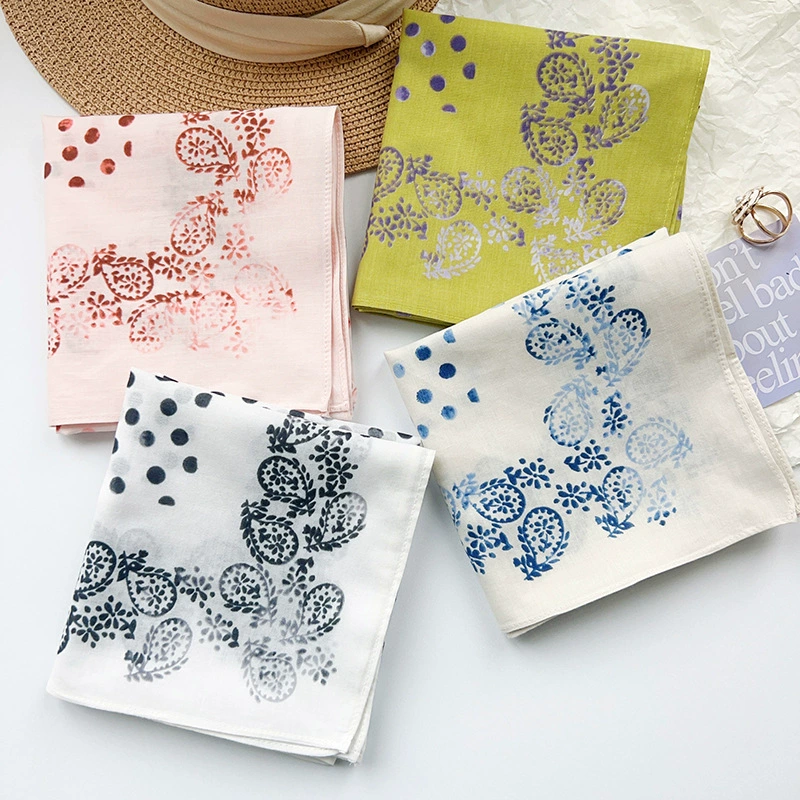 Cotton Polka Dot Paisley Square Scarf