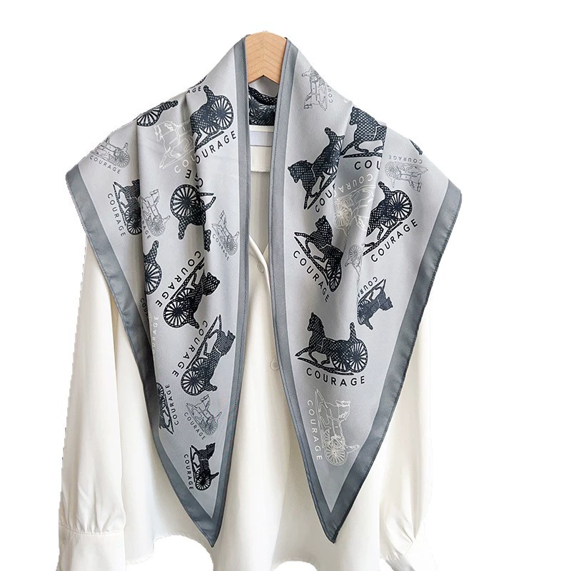 Carriage Print Triangle Scarf view 5
