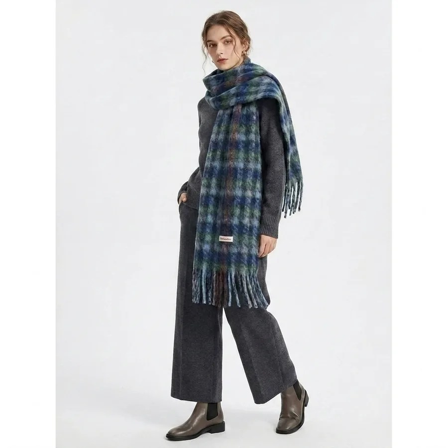 Wool Blend Plaid Shawl Scarf view 2