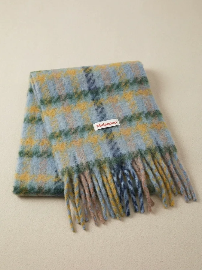 Wool Blend Plaid Shawl Scarf view 6