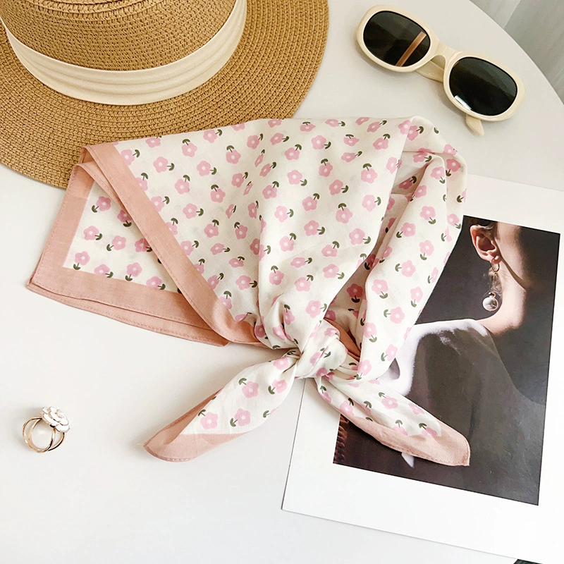 Cotton Floral Print Square Scarf view 4