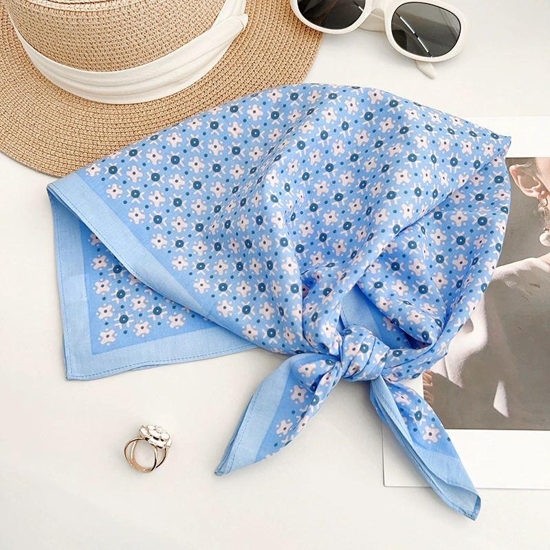 Cotton Floral Print Square Scarf view 4