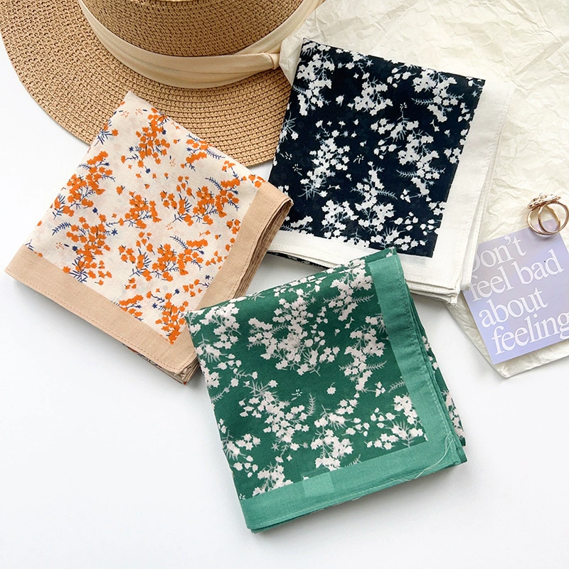 Cotton Floral Print Square Scarf view 4