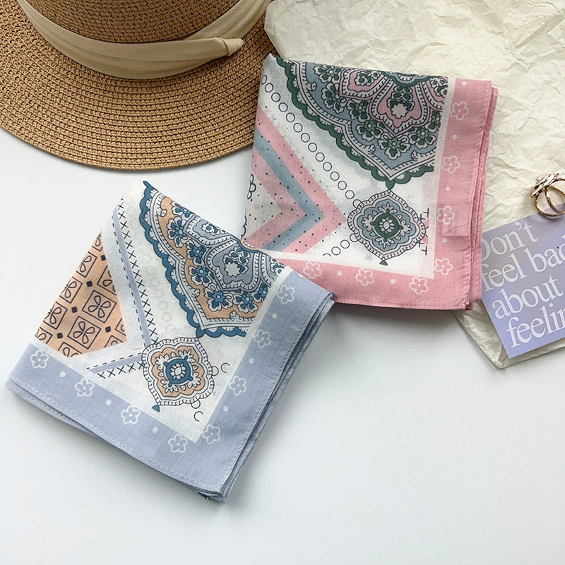 Cotton Paisley Print Square Scarf