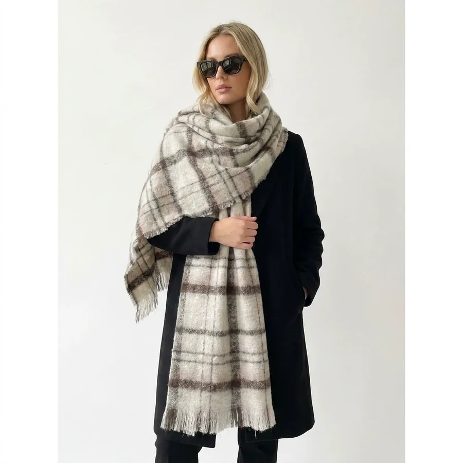 Mohair Checked Scarf