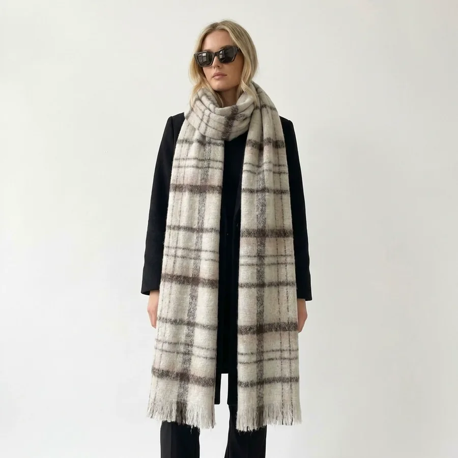Mohair Checked Scarf view 3
