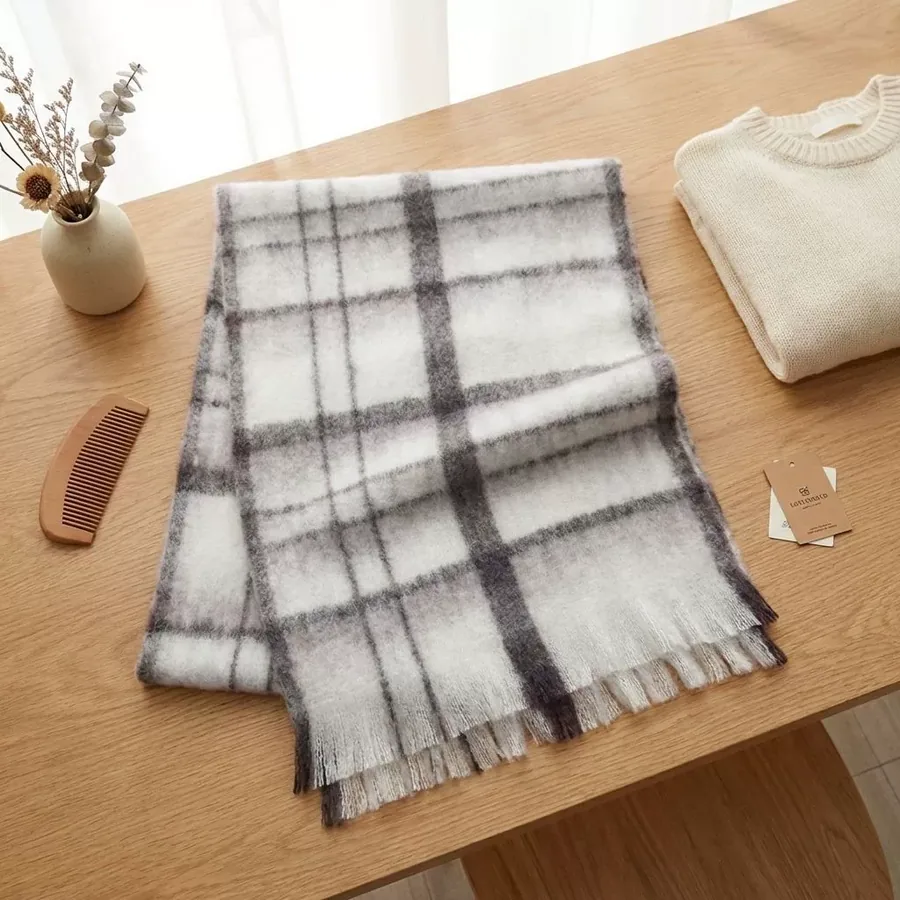 Mohair Checked Scarf view 6