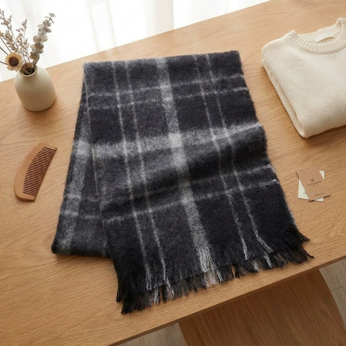 Mohair Checked Scarf view 7