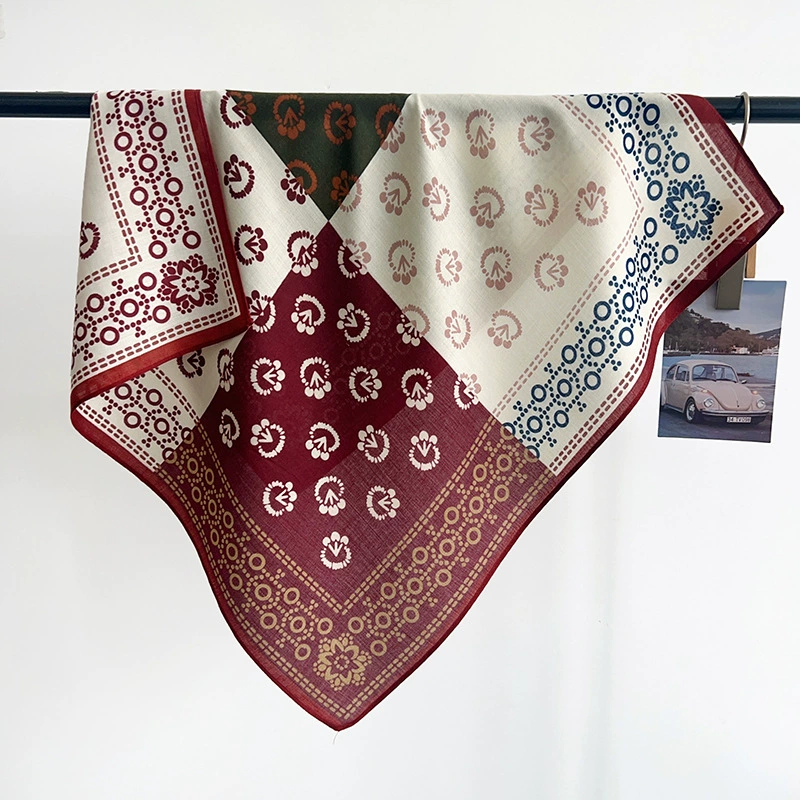 Cotton Linen Paisley Square Scarf