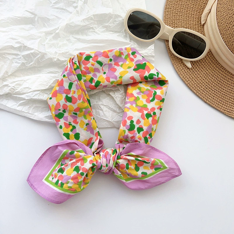 Cotton Geometric Print Square Scarf