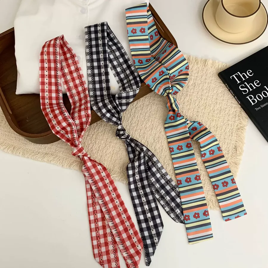 Polka Dot Silk Twilly Scarf view 4