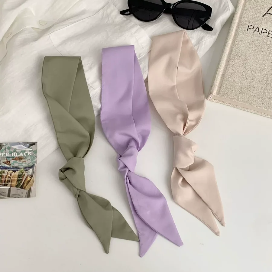 Solid Silk Head Scarf view 4