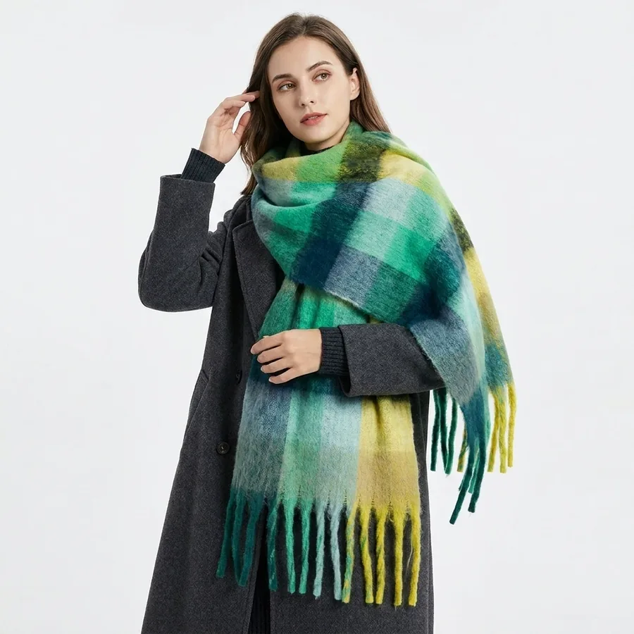 Mohair Plaid Scarf
