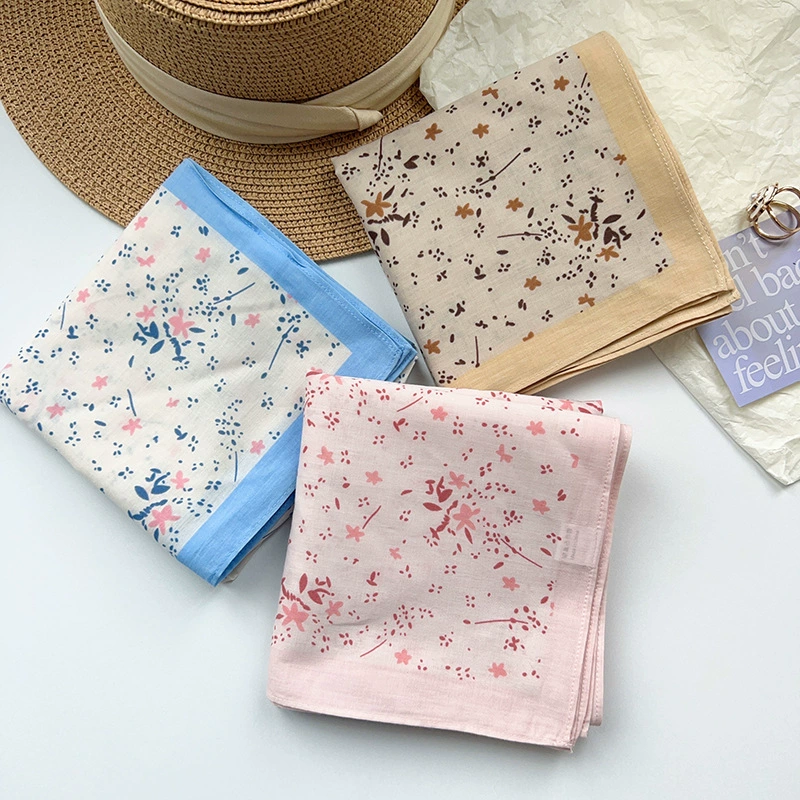 Cotton Floral Square Scarf