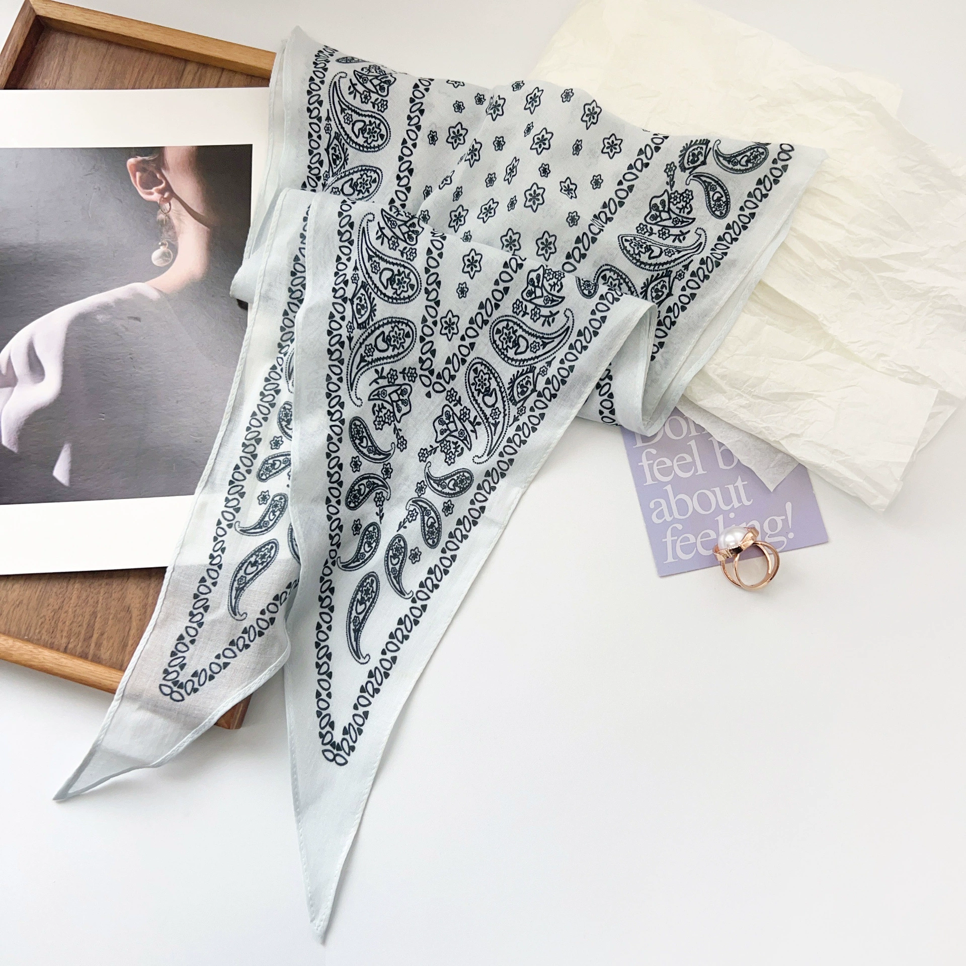 Cotton Paisley Diamond Scarf view 4
