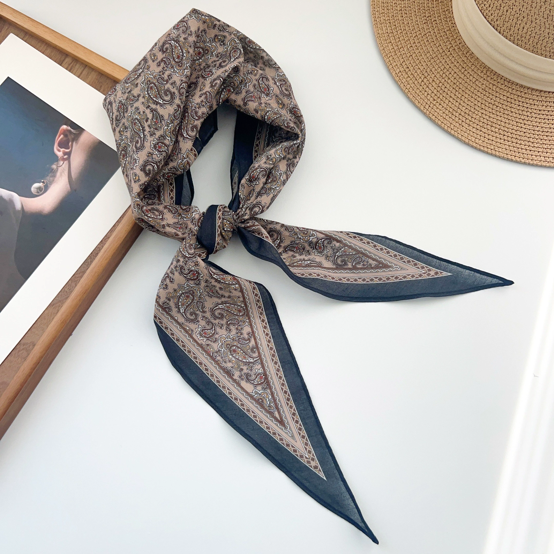 Cotton Paisley Long Scarf view 4