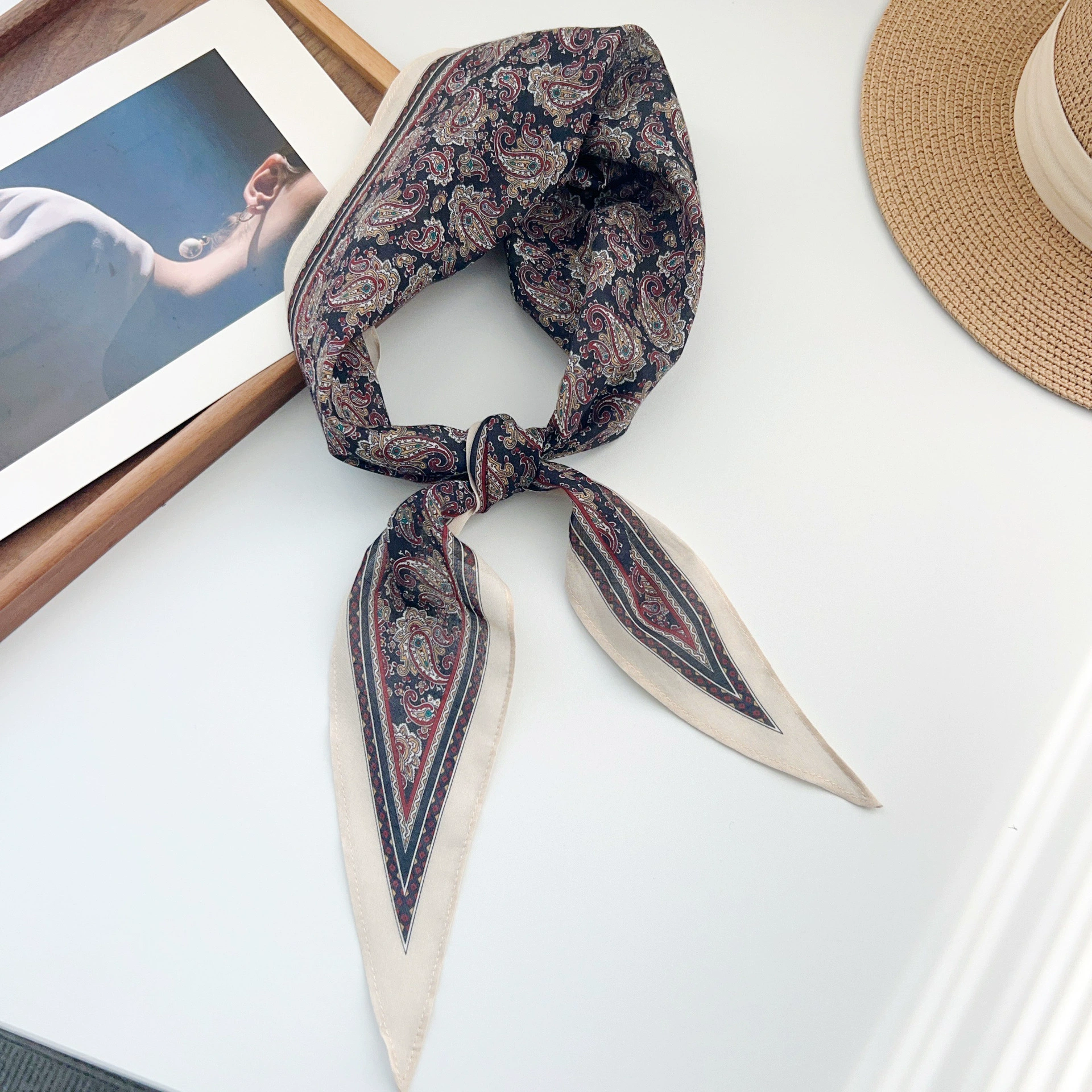 Cotton Paisley Long Scarf view 6