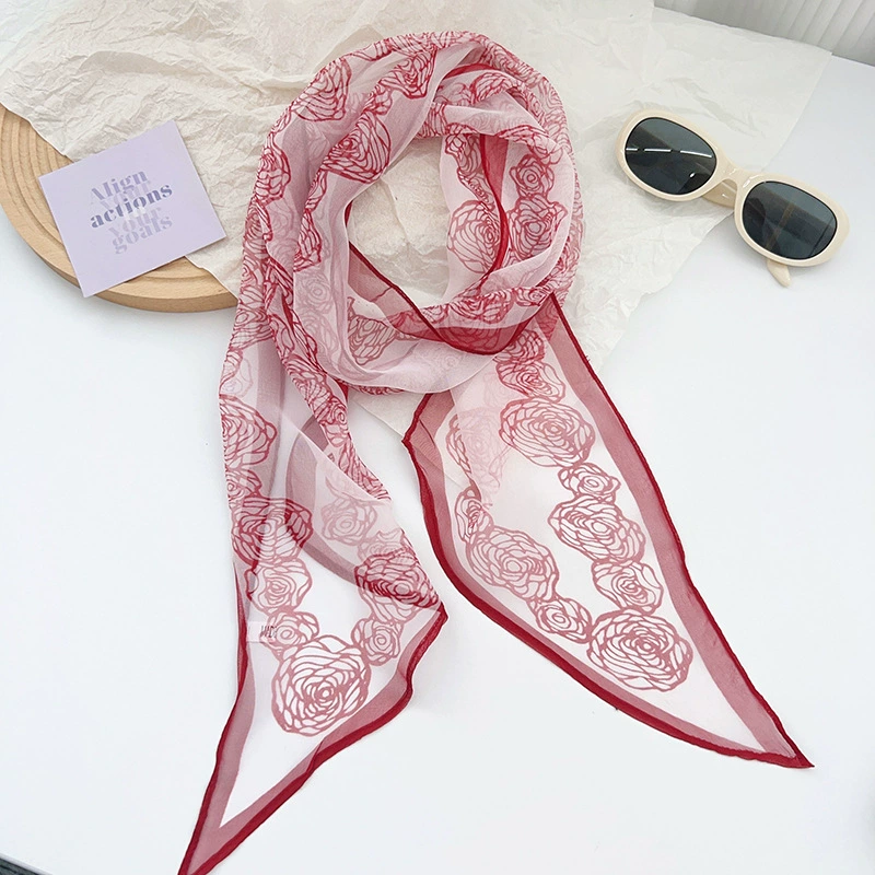 Camellia Chiffon Long Scarf view 3