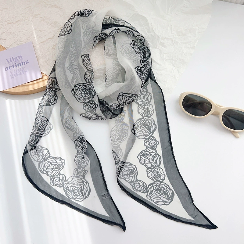 Camellia Chiffon Long Scarf view 4