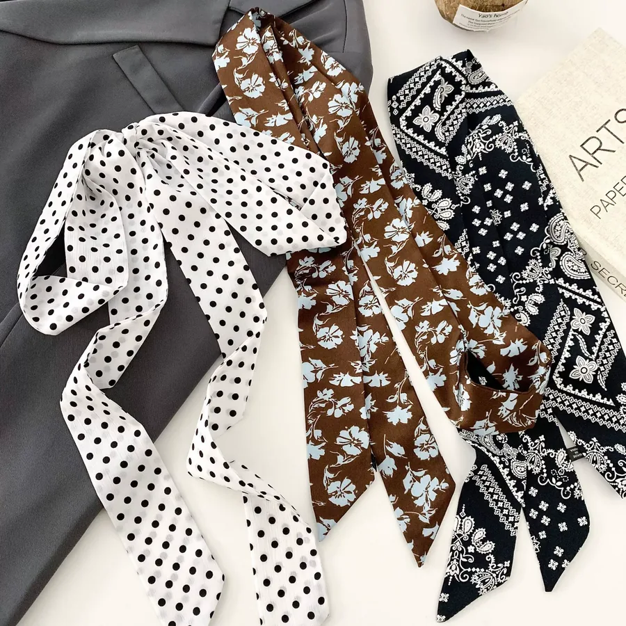 Polka Dot Silk Head Scarf view 3