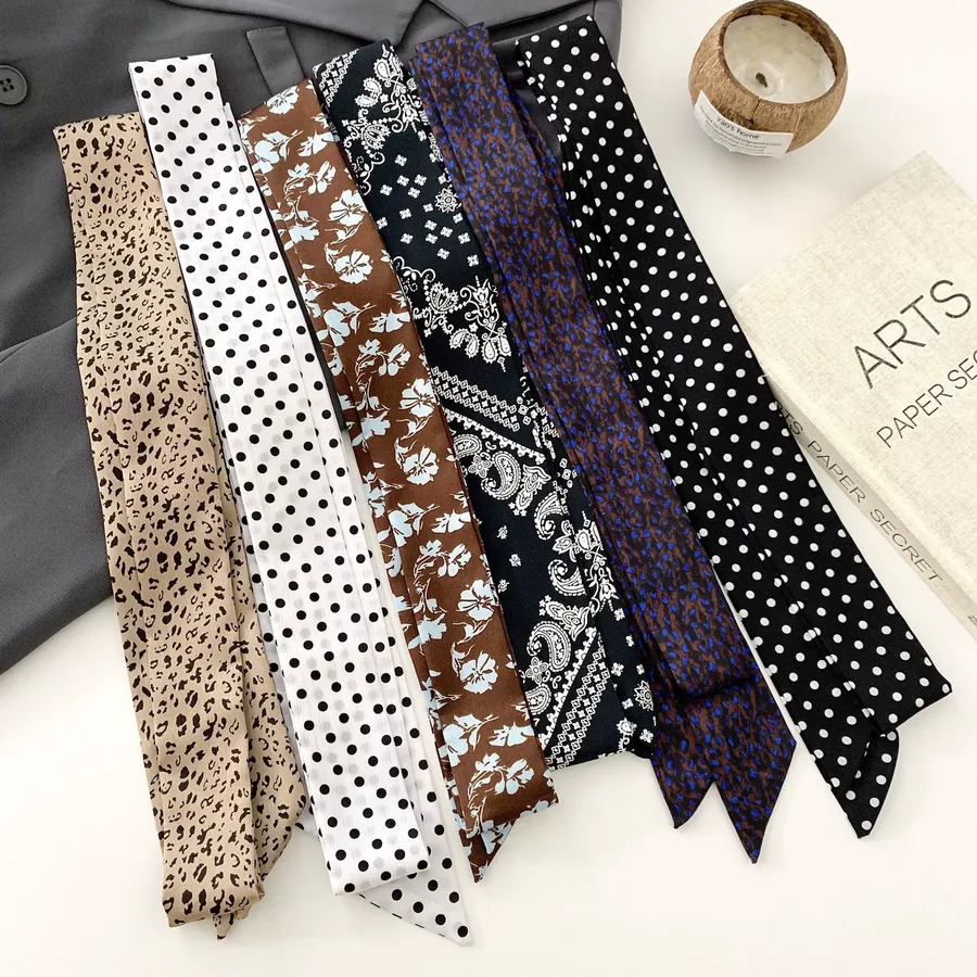 Polka Dot Silk Head Scarf view 4