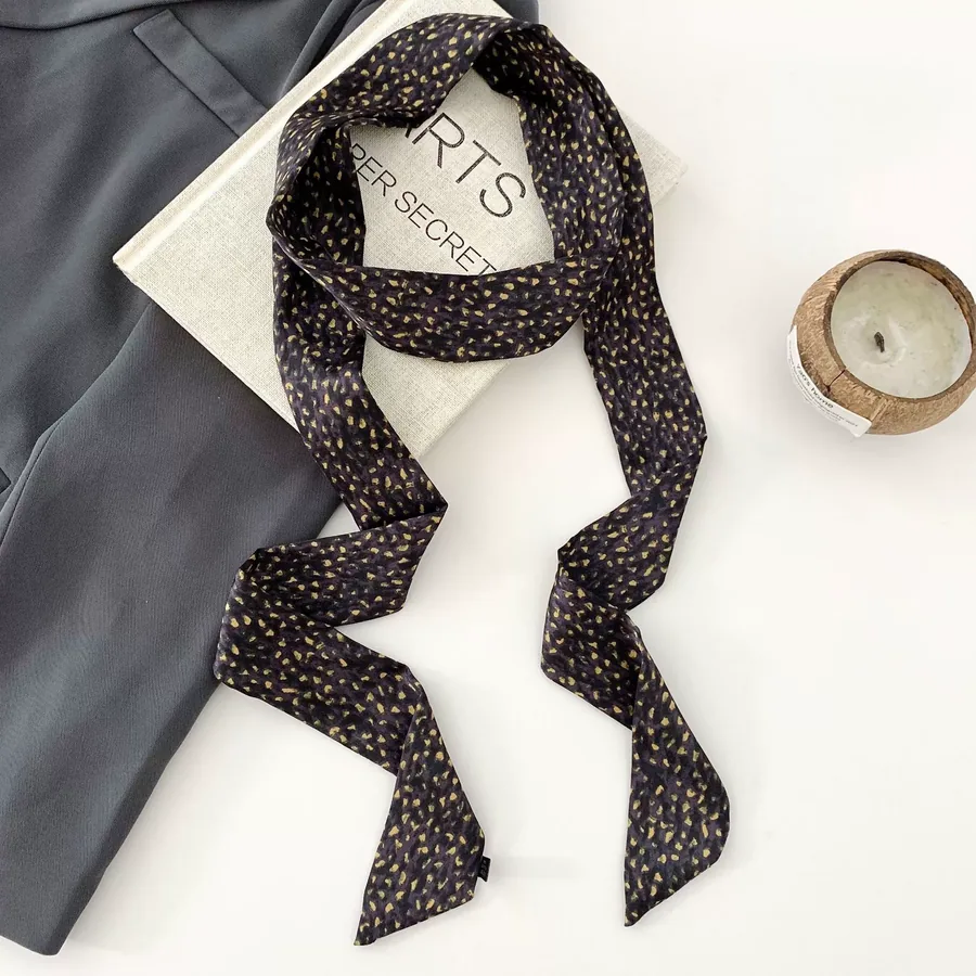 Polka Dot Silk Head Scarf view 6