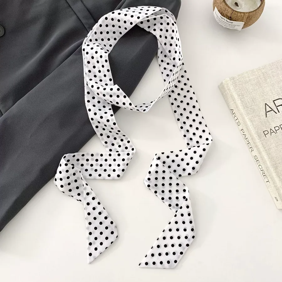 Polka Dot Silk Head Scarf view 10
