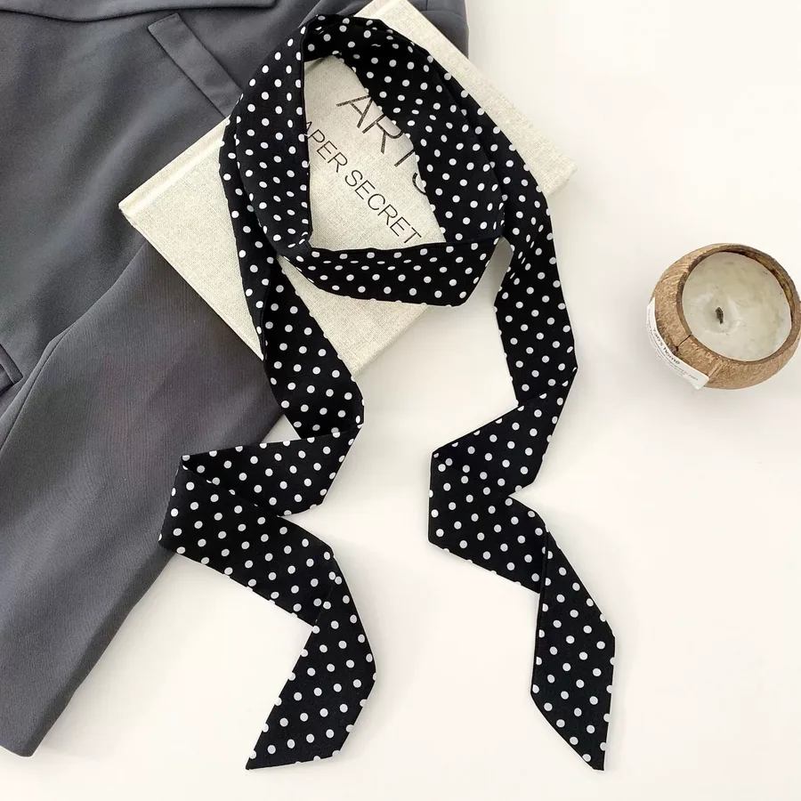 Polka Dot Silk Head Scarf view 11