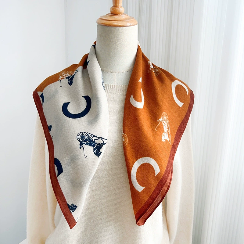 Vintage Print Square Scarf