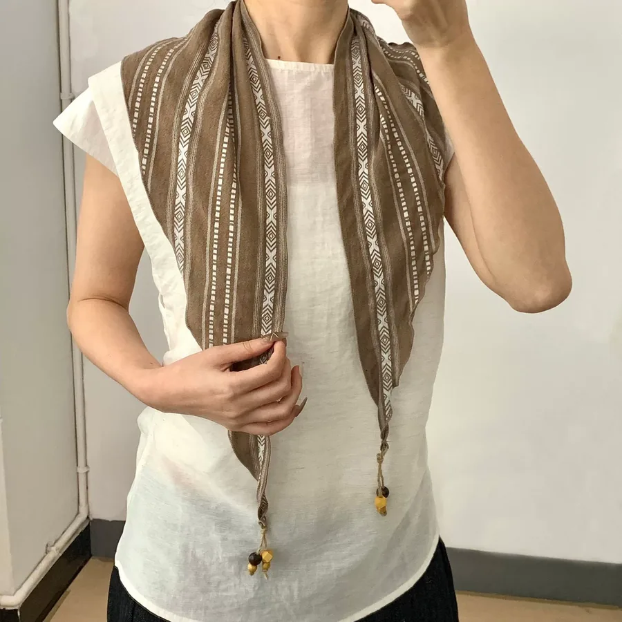 Bohemian Stripe Triangle Scarf view 2