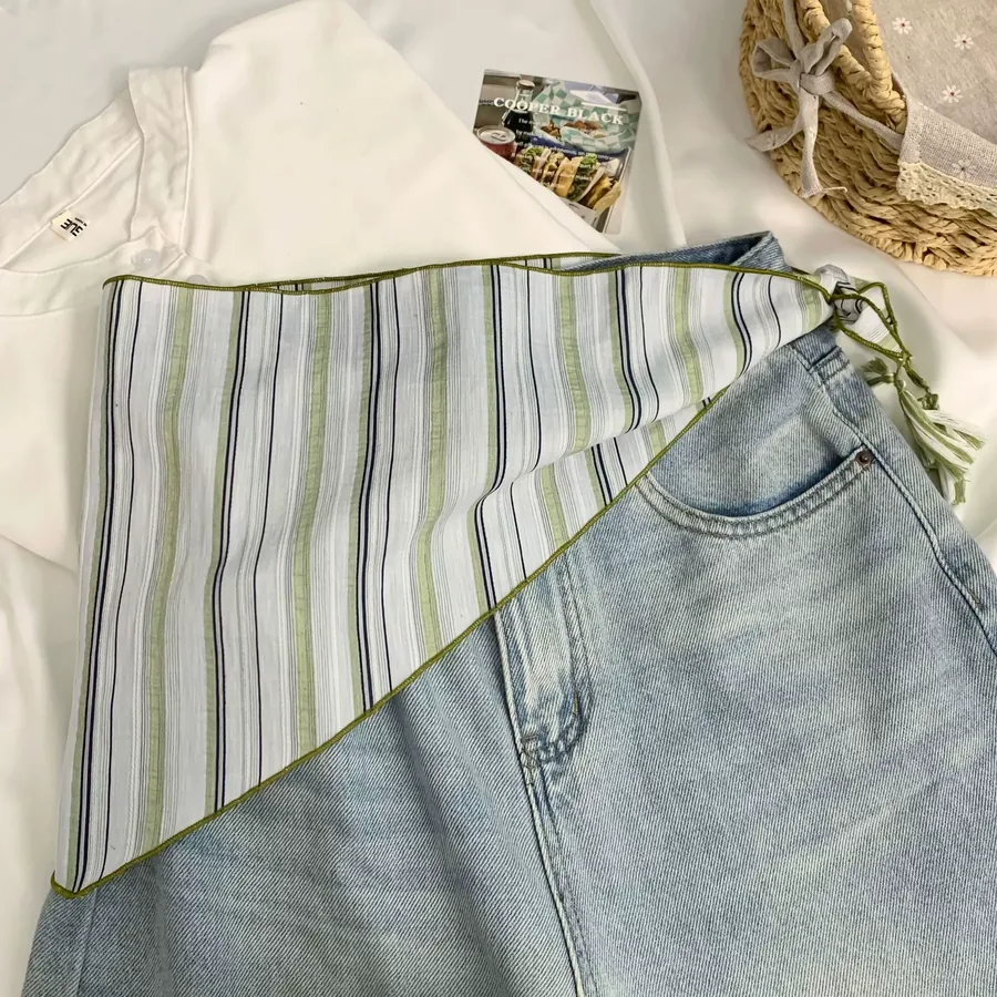 Cotton Stripe Triangle Scarf view 2