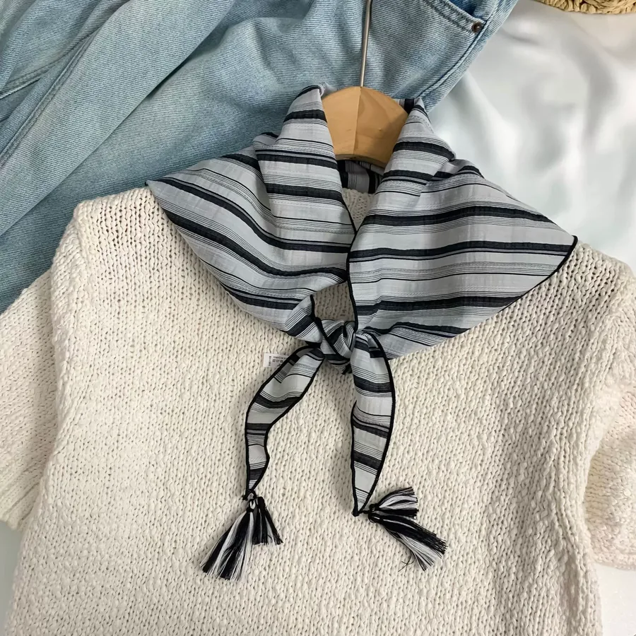 Cotton Stripe Triangle Scarf view 3