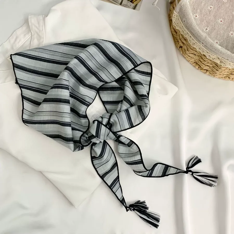 Cotton Stripe Triangle Scarf view 6