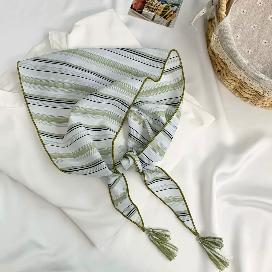Cotton Stripe Triangle Scarf view 8