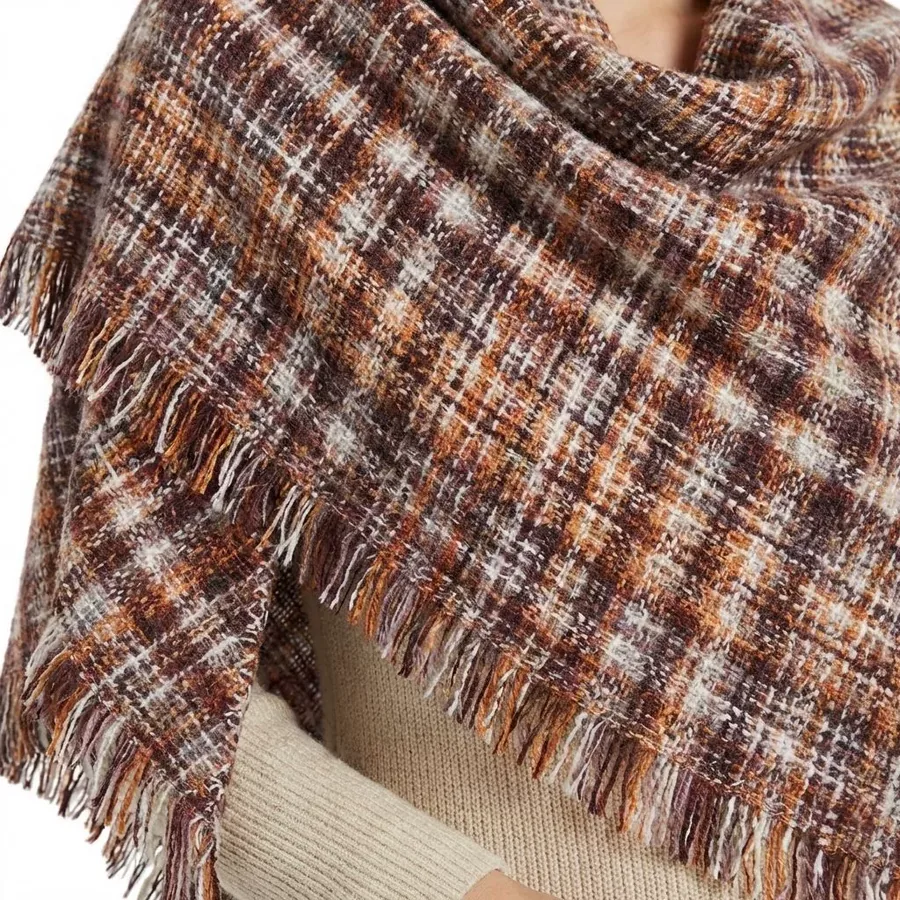 Plaid Triangle Shawl view 4