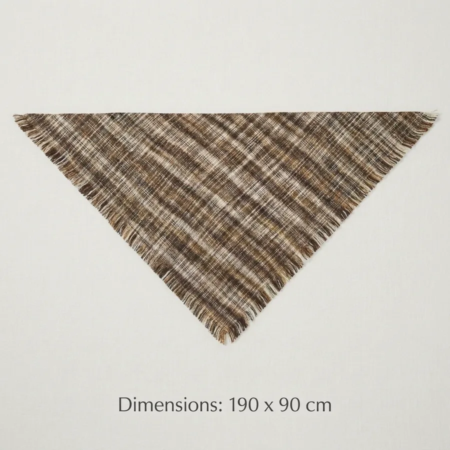 Plaid Triangle Shawl view 7