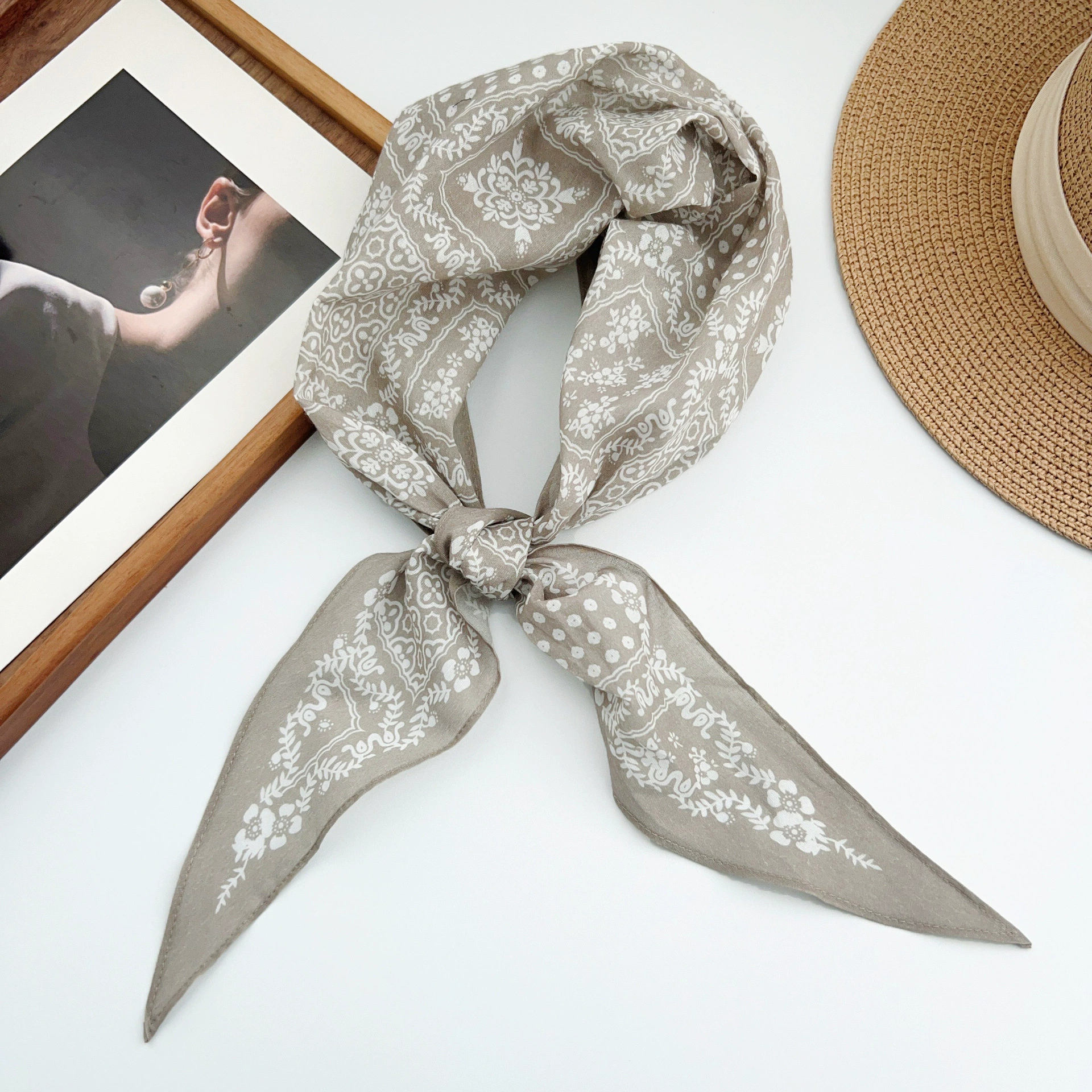 Foulard carré en coton cachemire view 4